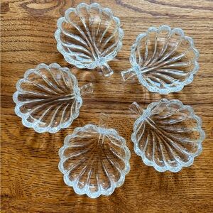 Vintage Heisey Crystolite Clear Glass Leaf Dishes - Set of 5- ~3x3 inches
